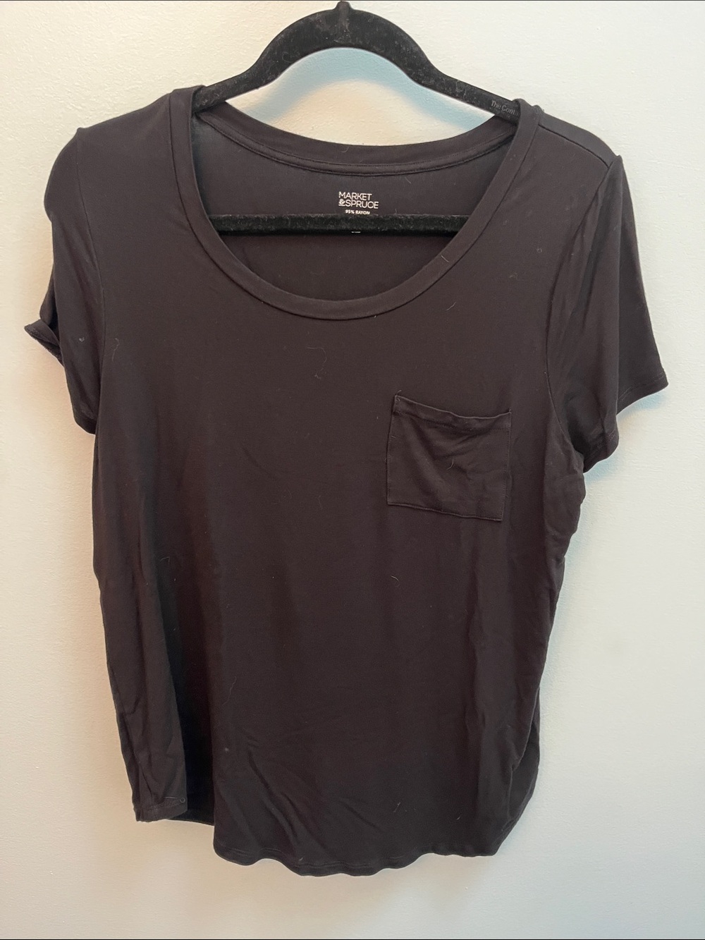 Market & Spruce Black Short-Sleeve Pocket Tee